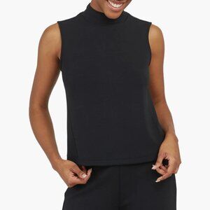 Spanx AirEssentials Mock Neck Crop Top Black Modal Sleeveless Size XL